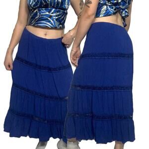 Royal blue boho maxi skirt
